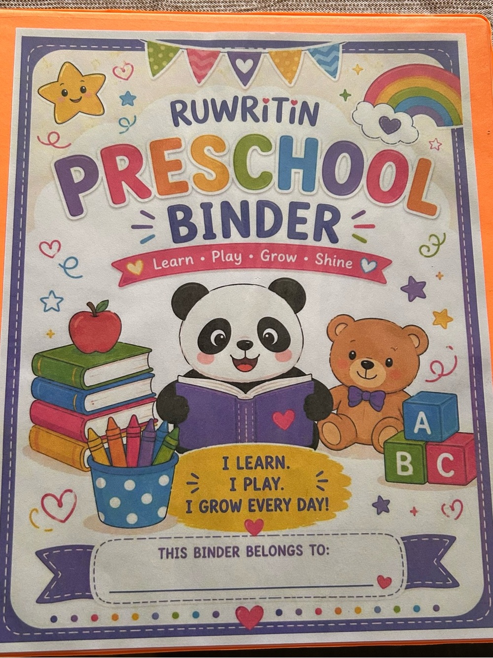 Preschool Learning Binder